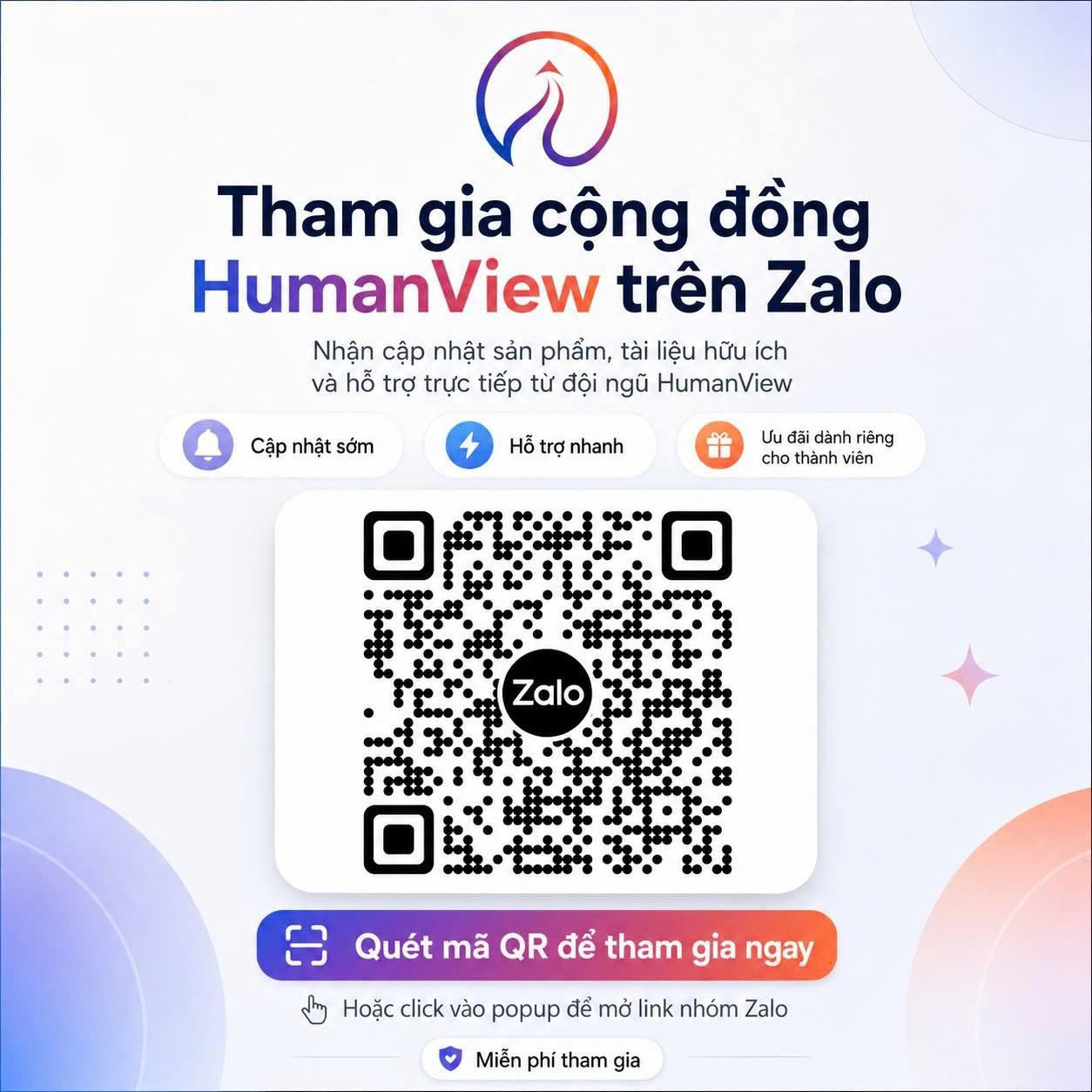 Tham gia cộng đồng HumanView trên Zalo